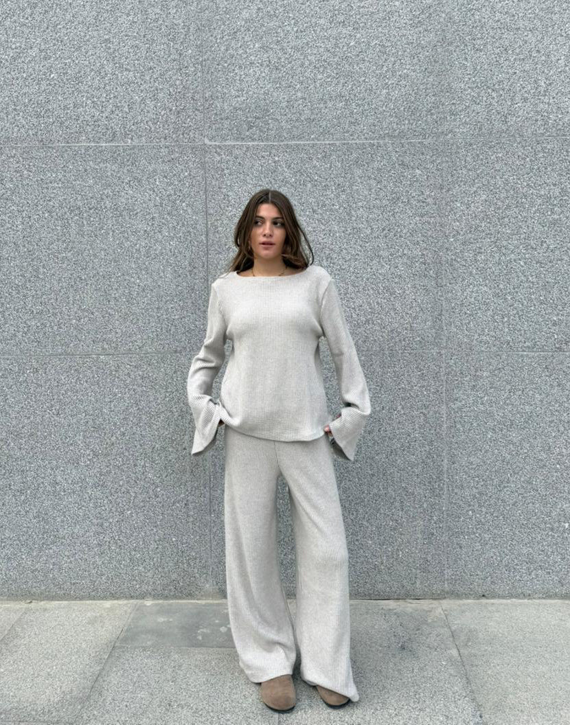 Flowy Knit Set in Beige