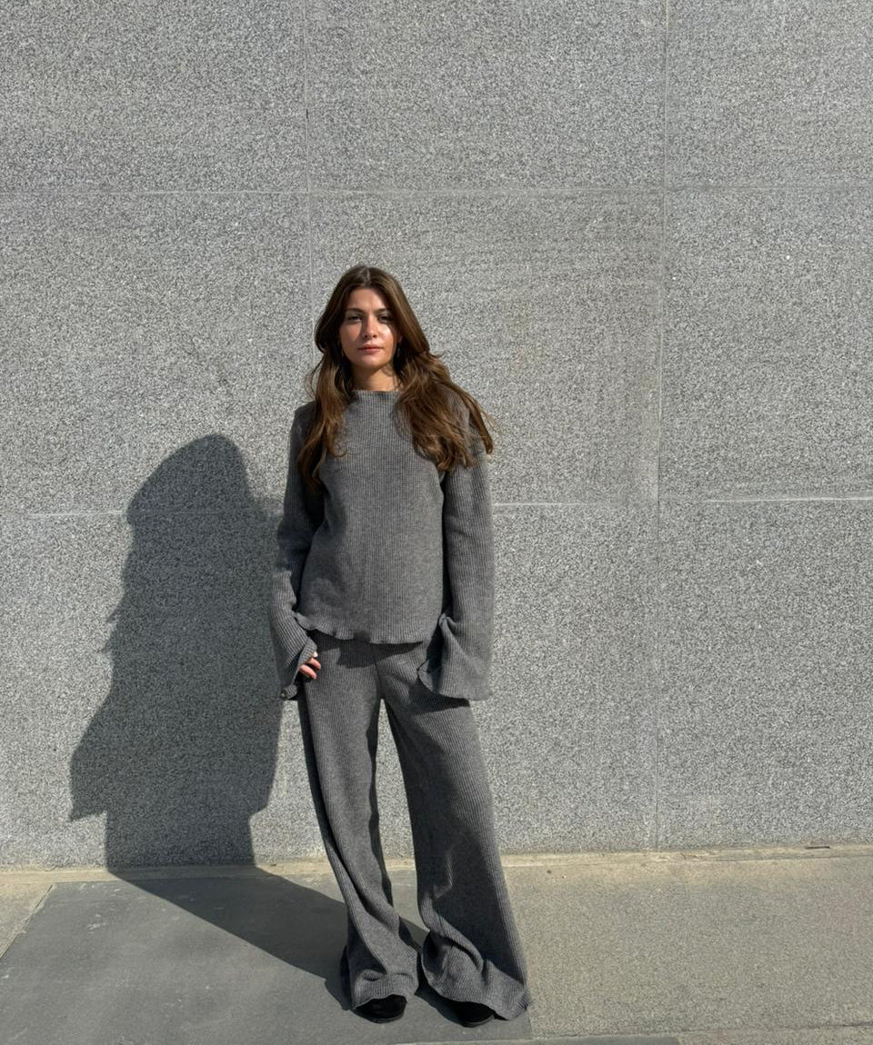 Flowy Knit Set in Gray