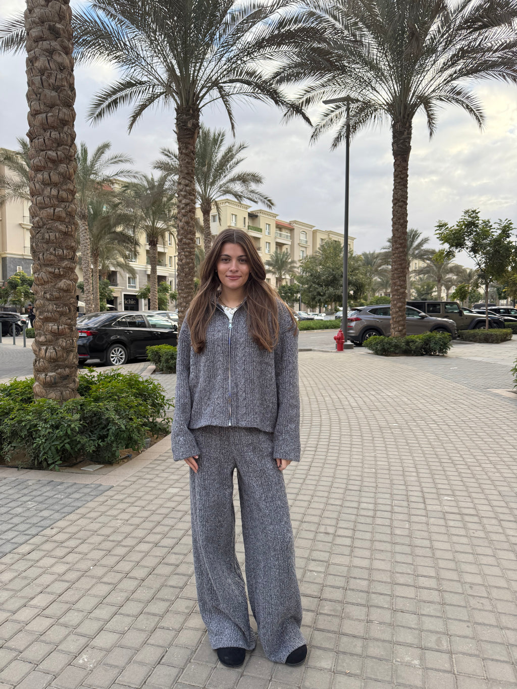 Zip Knit Set in Gray