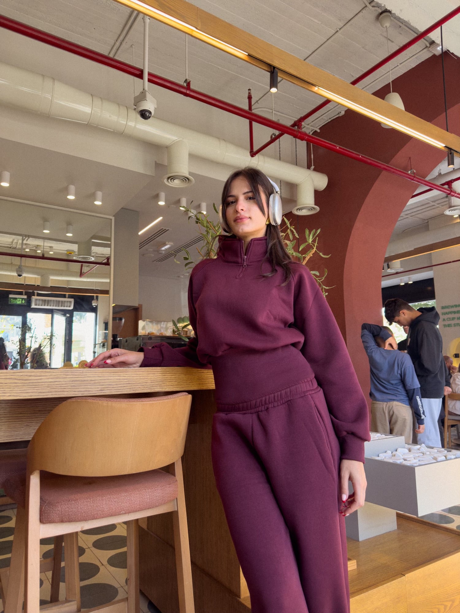 Co-ord joggers in burgundy