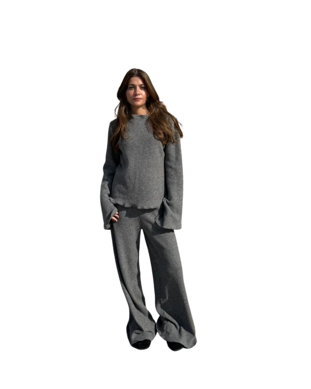Flowy Knit Set in Gray