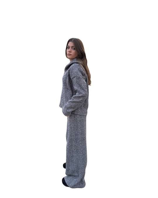 Zip Knit Set in Gray