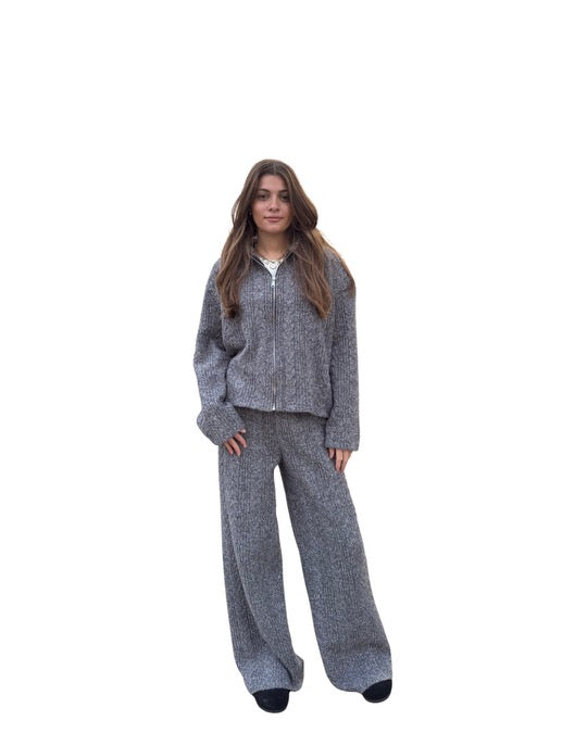 Zip Knit Set in Gray