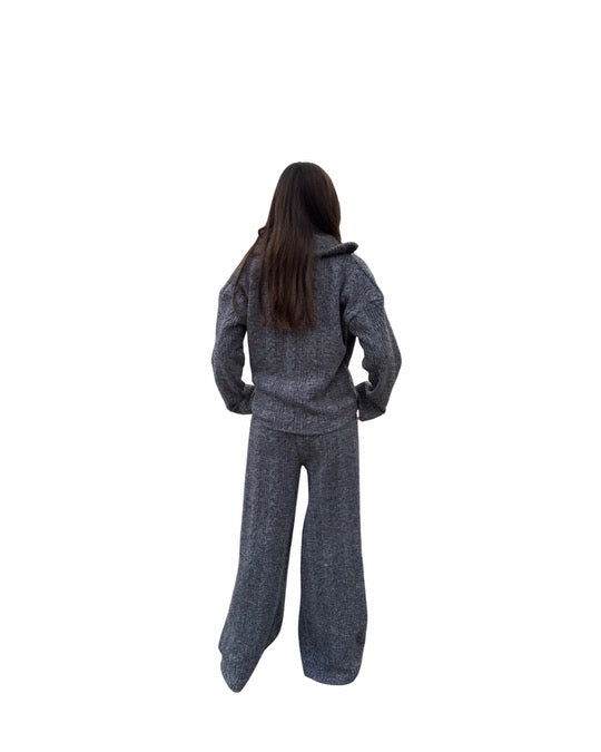 Zip Knit Set in Gray