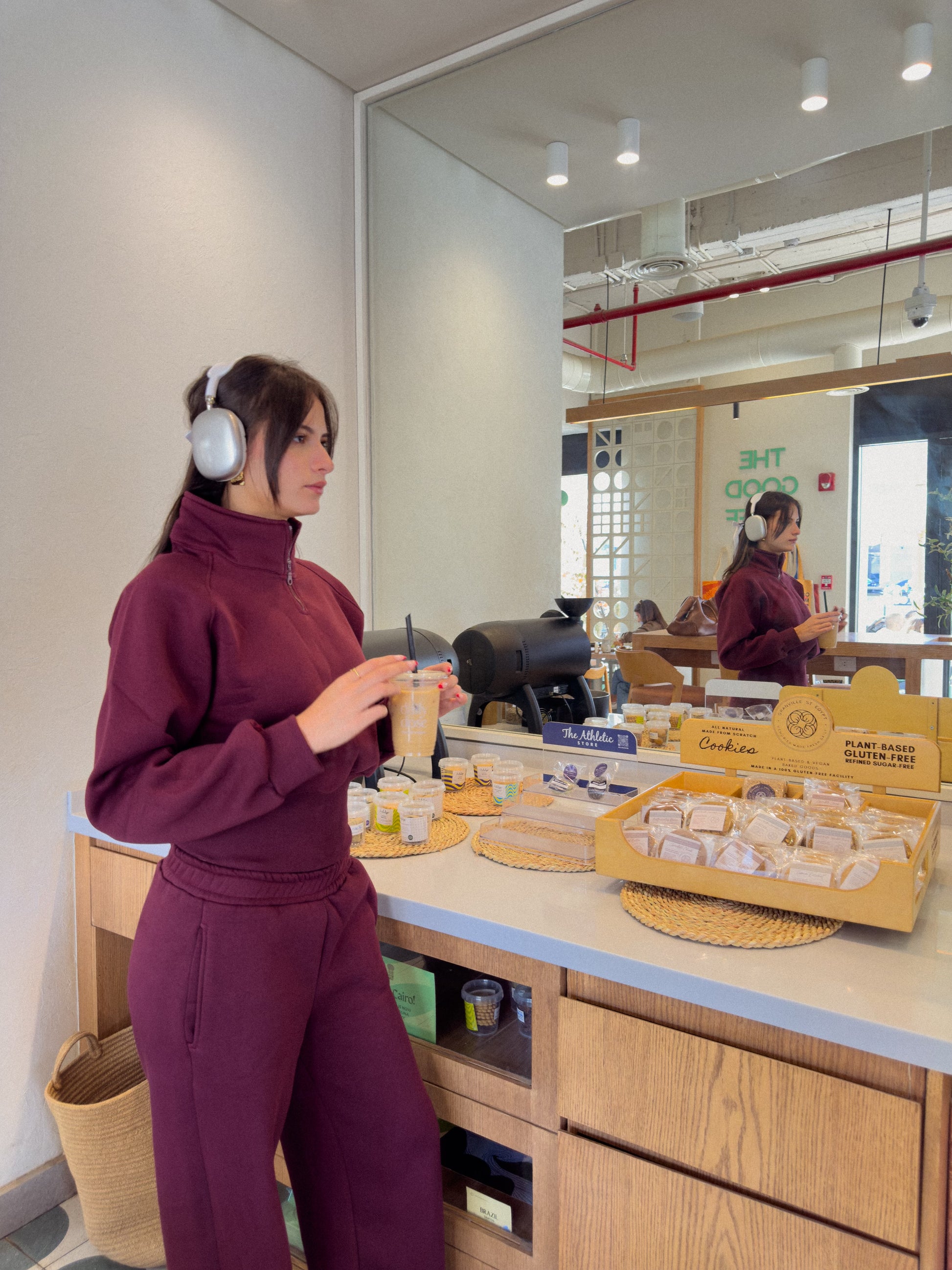 Co-ord joggers in burgundy
